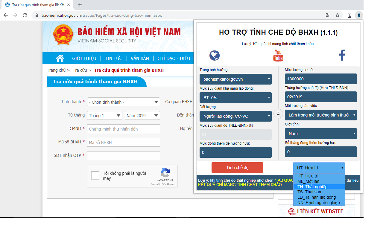 Plugin tính chế độ BHXH截图3