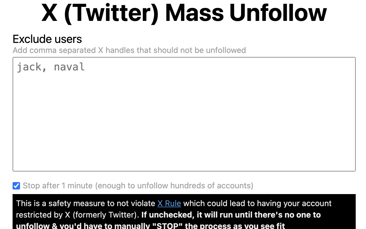 X (Twitter) Mass Unfollow截图1