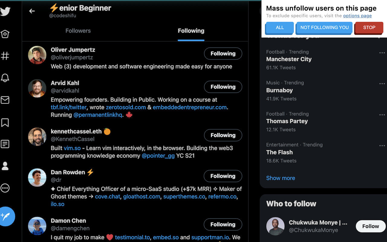 X (Twitter) Mass Unfollow截图2
