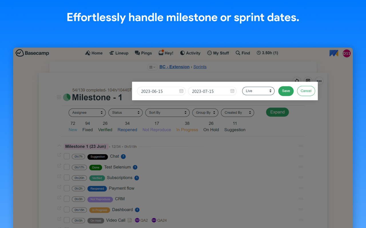 Time Tracker, Todo, Sprint Manager - Basecamp截图1