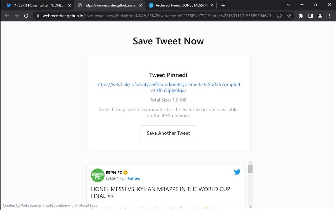 Pin Tweet to IPFS截图1