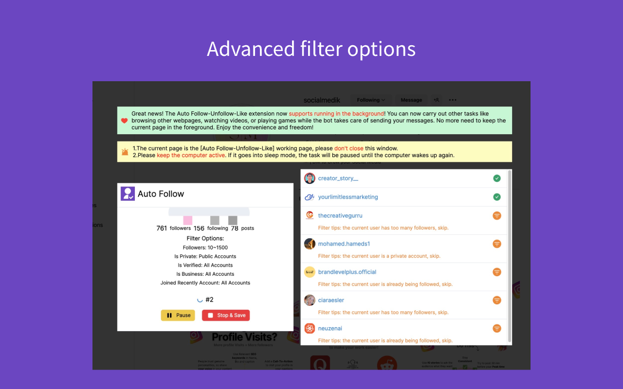 Ins Follow - Ins Auto Follow Unfollow截图1