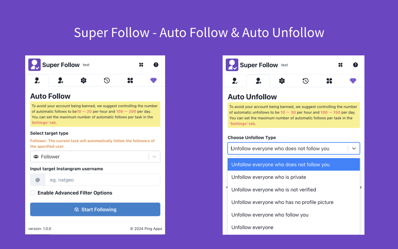 Ins Follow - Ins Auto Follow Unfollow截图2