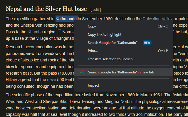 Search selected text with Google in new Tab截图1