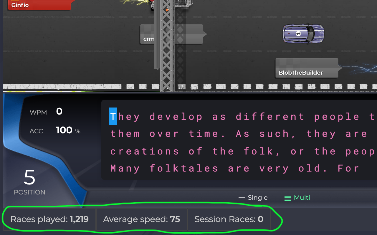 Nitro Type stats on race page viewer截图1