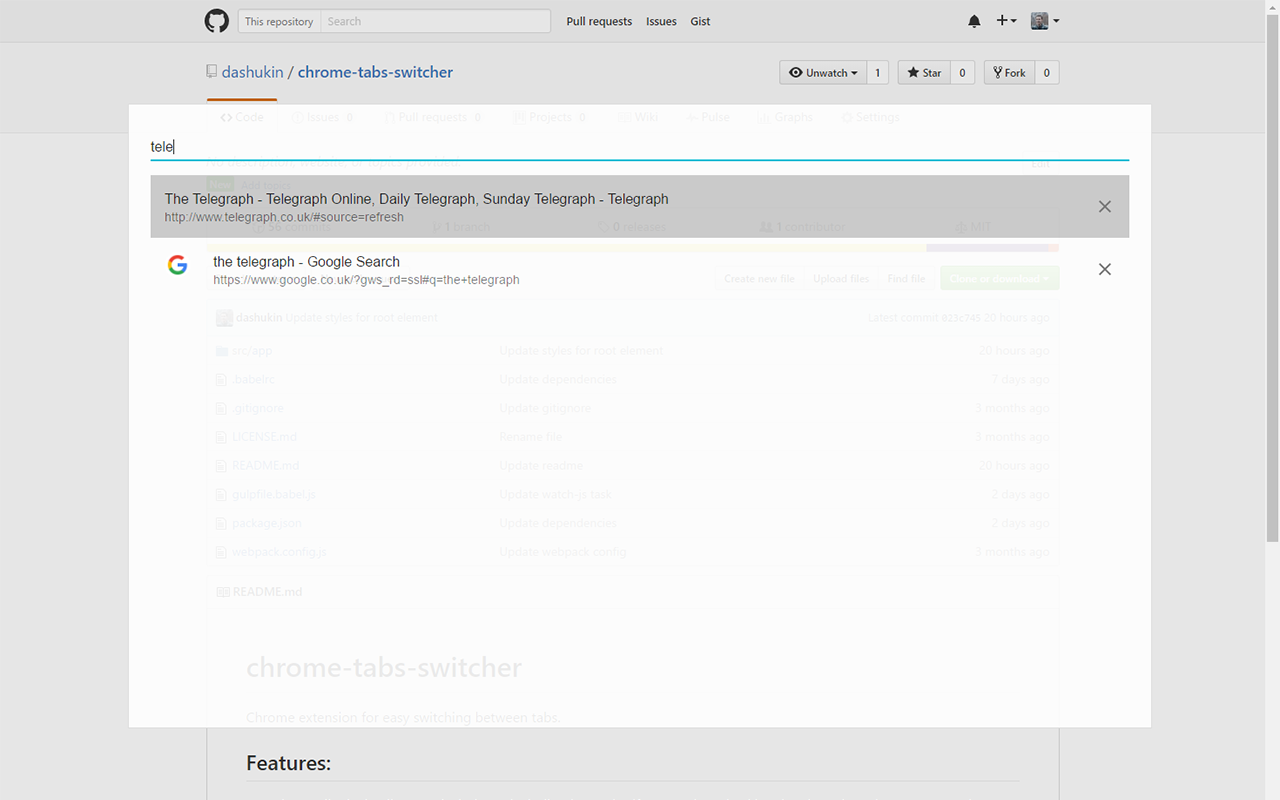Chrome tabs switcher截图1