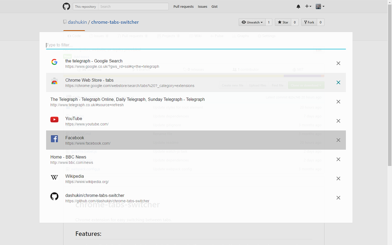 Chrome tabs switcher截图3