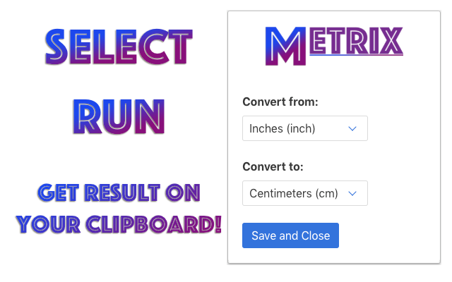 Metrix - Metric Converter to Clipboard截图1