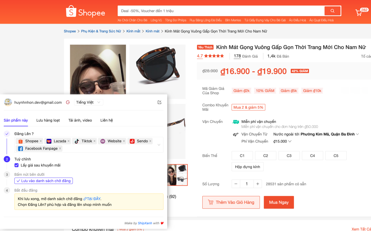 ShipXanh 复制列表、克隆商店、显示电子商务费用、月销售额截图3
