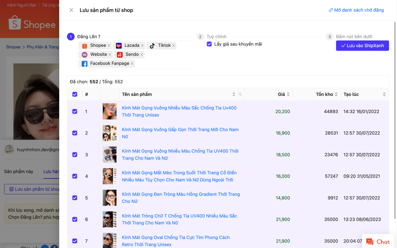 ShipXanh 复制列表、克隆商店、显示电子商务费用、月销售额截图4