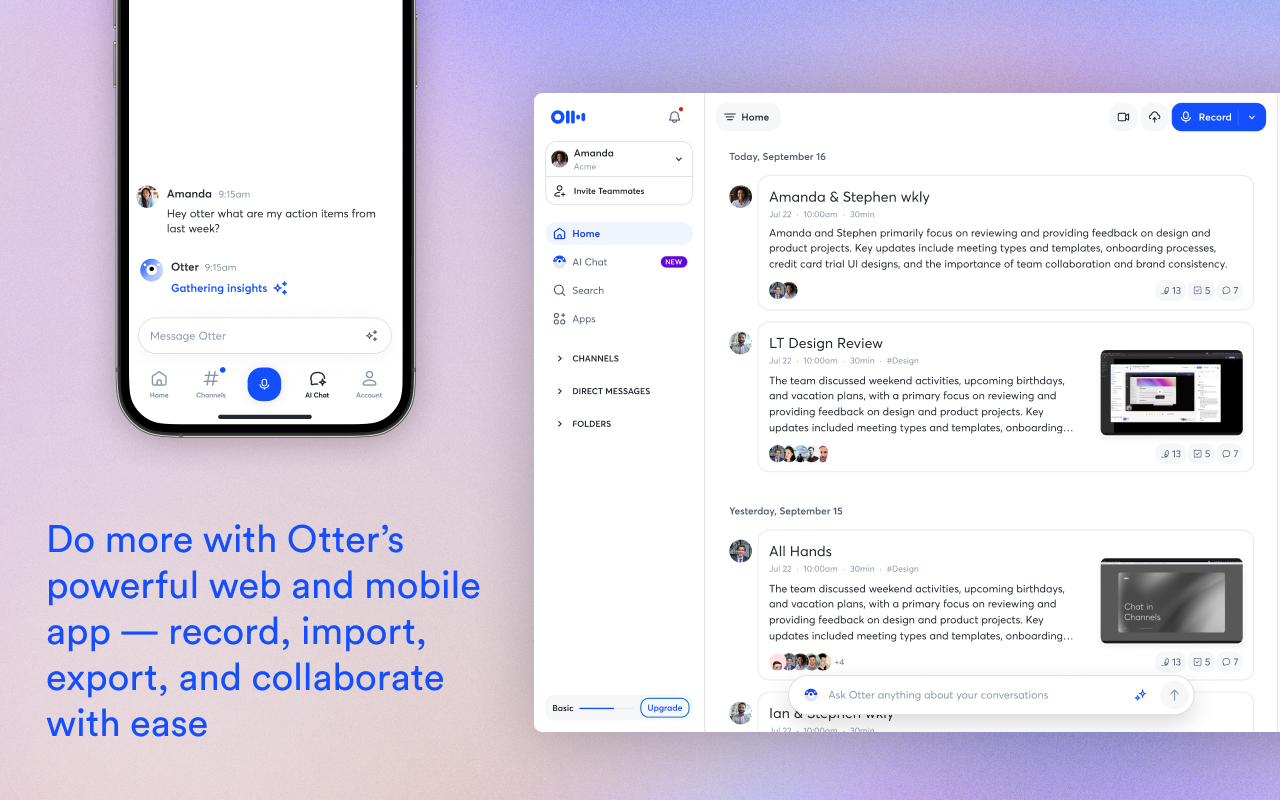Otter.ai: Record & Transcribe Meetings - Google Meet & Web Audio截图2