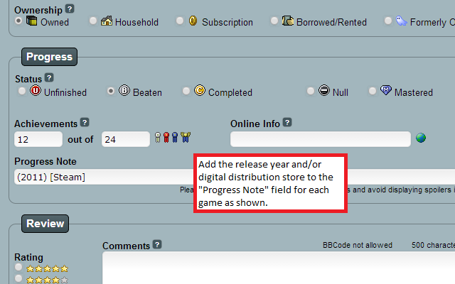 Tor's Backloggery enhancements截图1