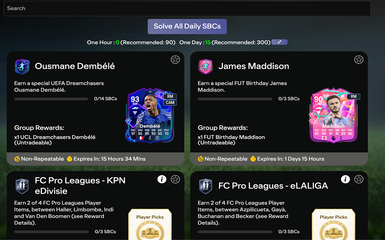 FC26 Enhancer | SBC Solver, Trader & Keyboard Shortcuts截图2
