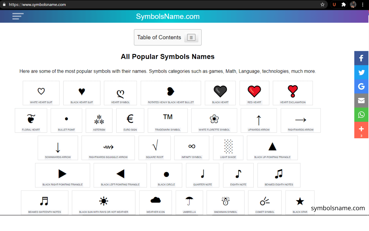 Symbols Name ✦—•♕ Get Symbol Name List ᐈ#1截图2