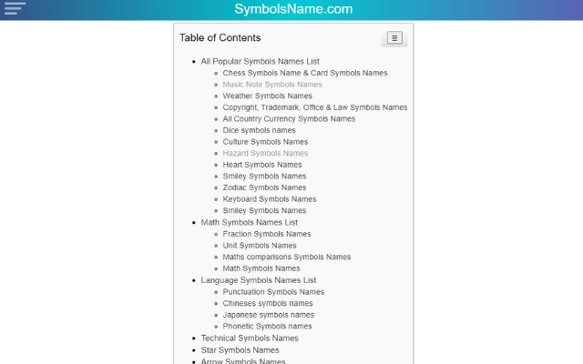 Symbols Name ✦—•♕ Get Symbol Name List ᐈ#1截图5