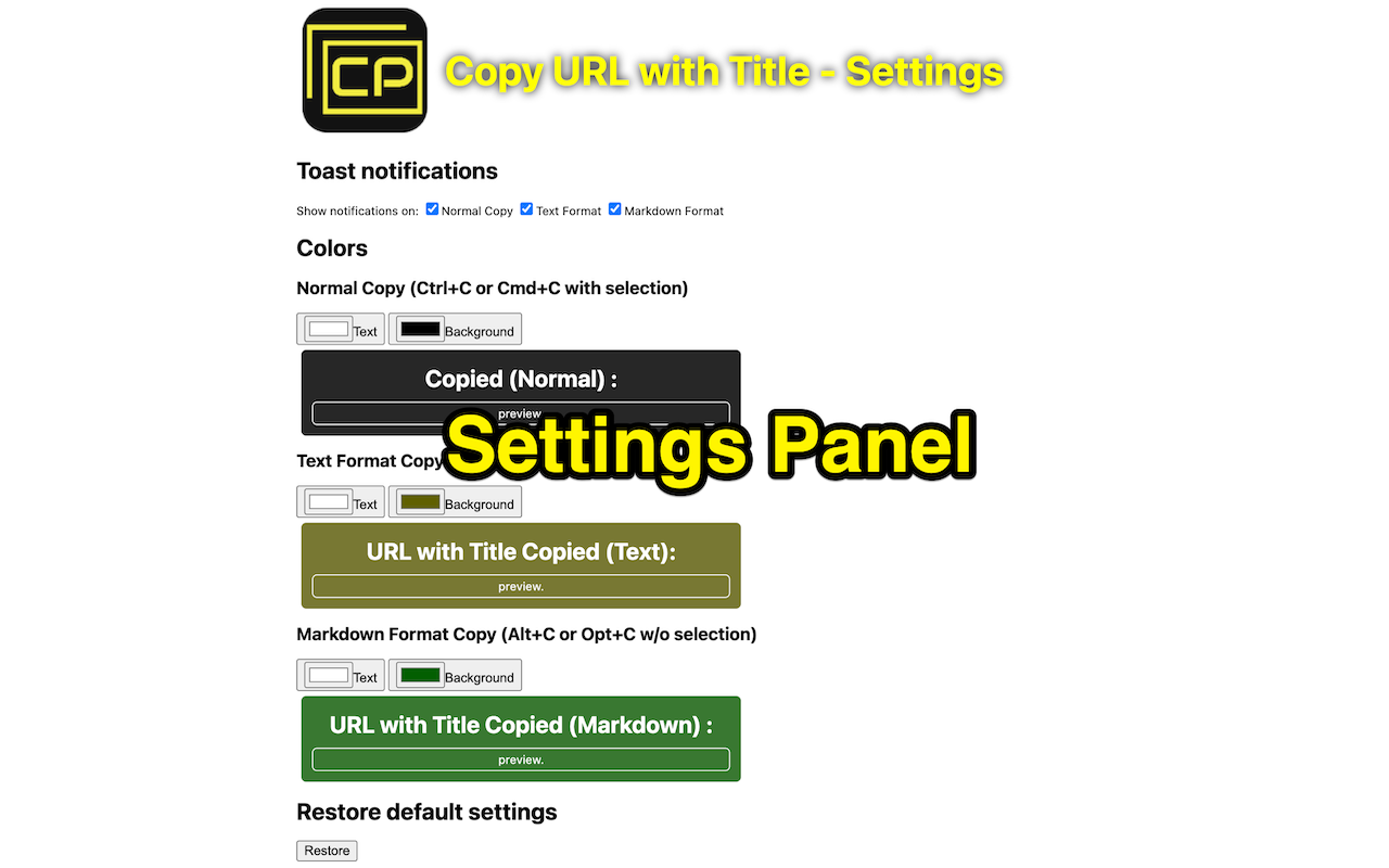 Copy URL with Title (plain text/markdown)截图2
