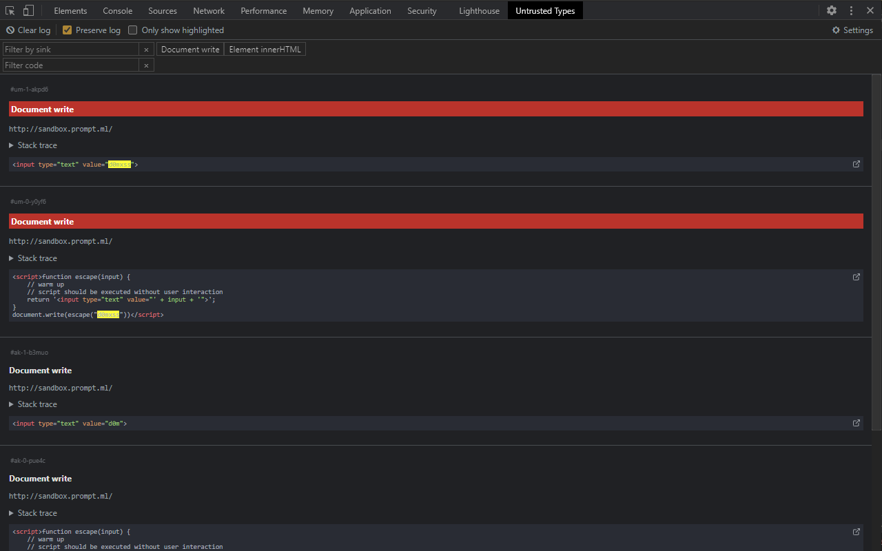 Untrusted Types for DevTools截图1