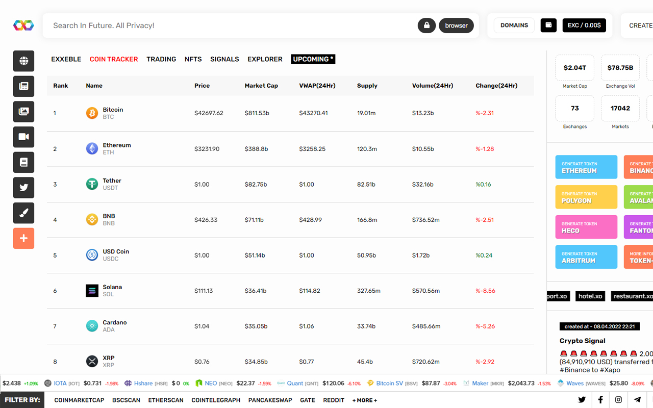 Exxeble - Search In Future - Crypto Tools截图5