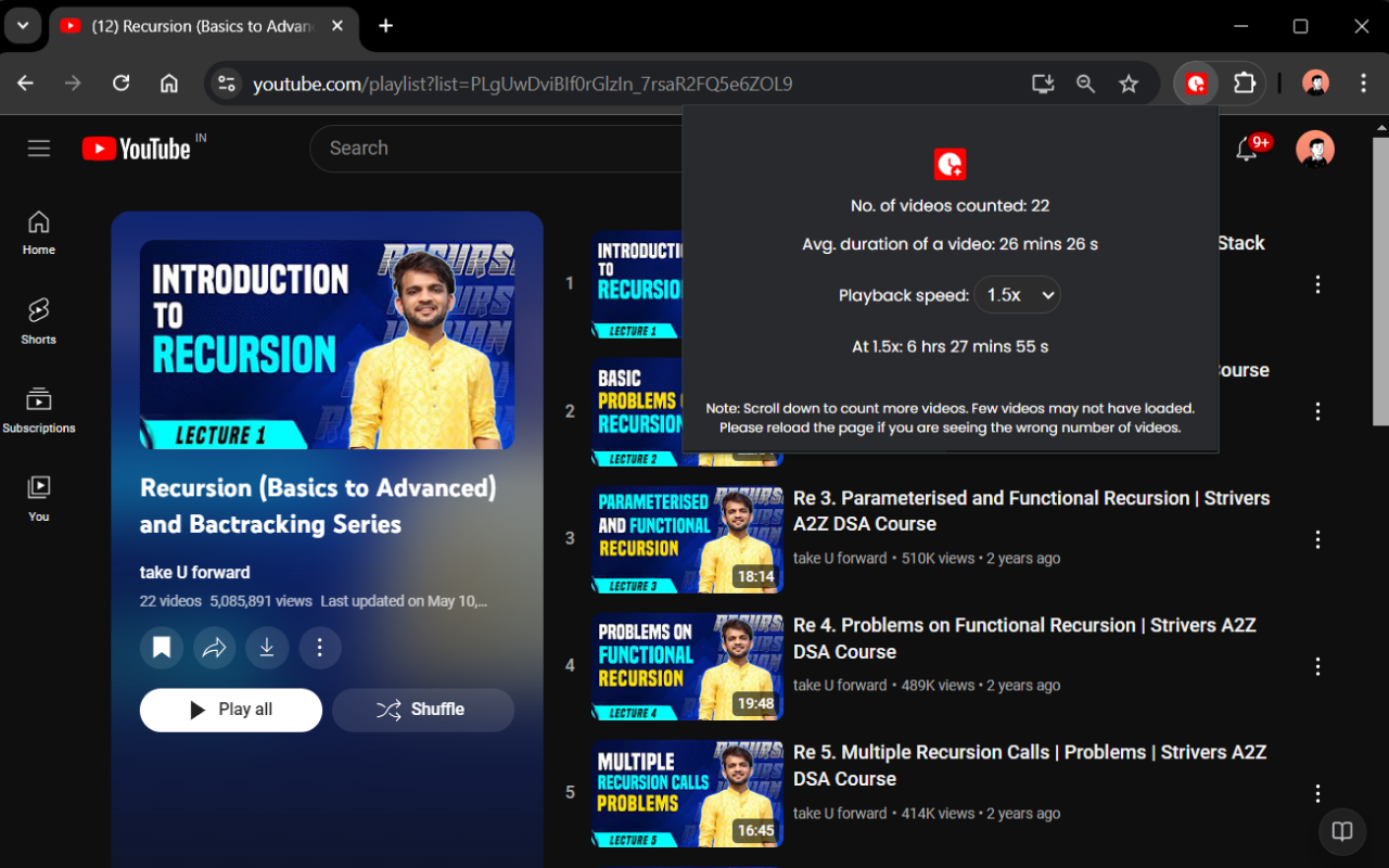YouTube Playlist Duration截图5