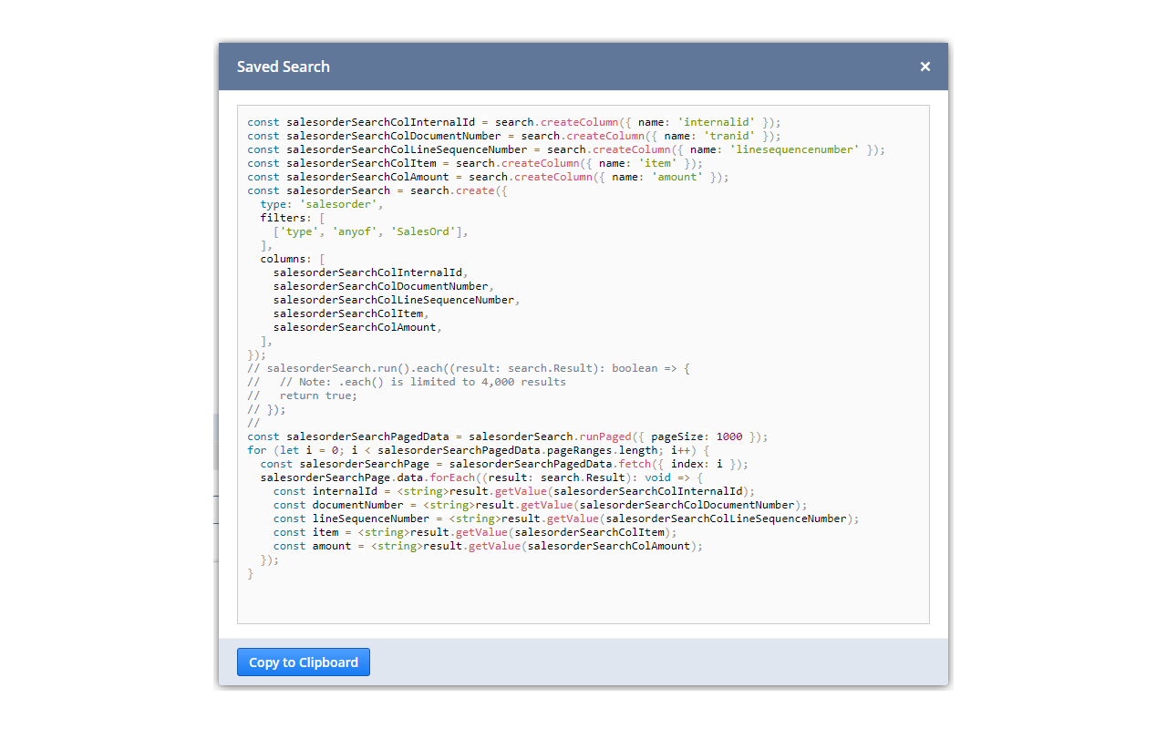 NetSuite :: Saved Search Export to SS 2.x截图1