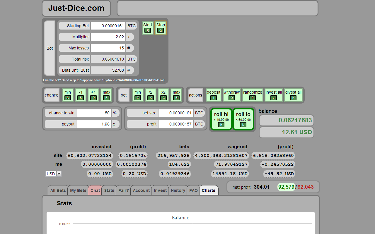 Just-dice.com Enhancement Suite截图1