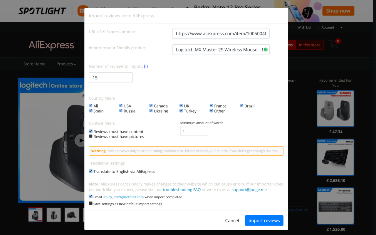 AliExpress Review Importer截图1