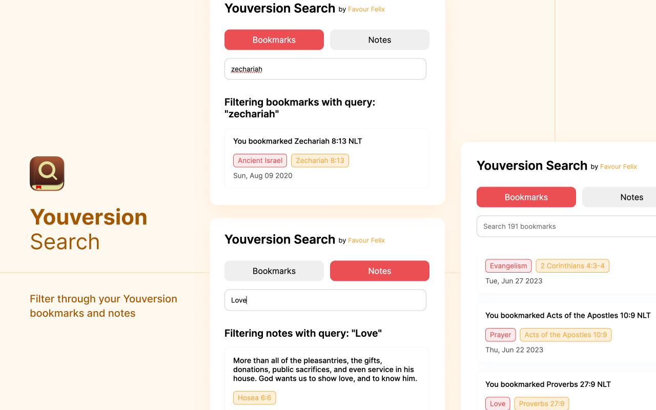 Youversion Search - Filter notes & bookmarks截图1
