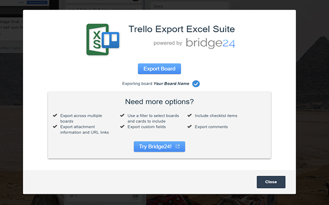 Trello Export Excel Suite截图1