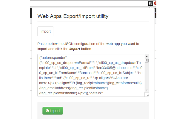BC Web app config import/export截图1