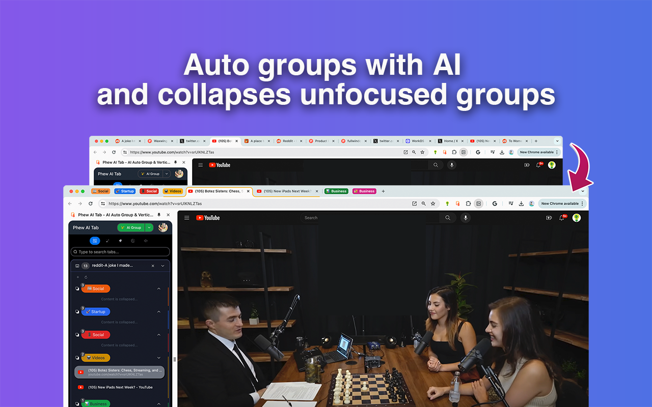 Phew AI Tab - AI Auto Group & Vertical Tabs截图3