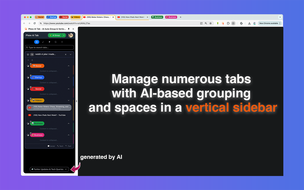 Phew AI Tab - AI Auto Group & Vertical Tabs截图4