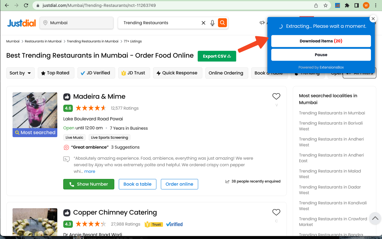 Justdial 数据抓取工具截图1