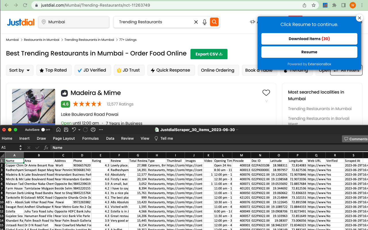 Justdial 数据抓取工具截图2