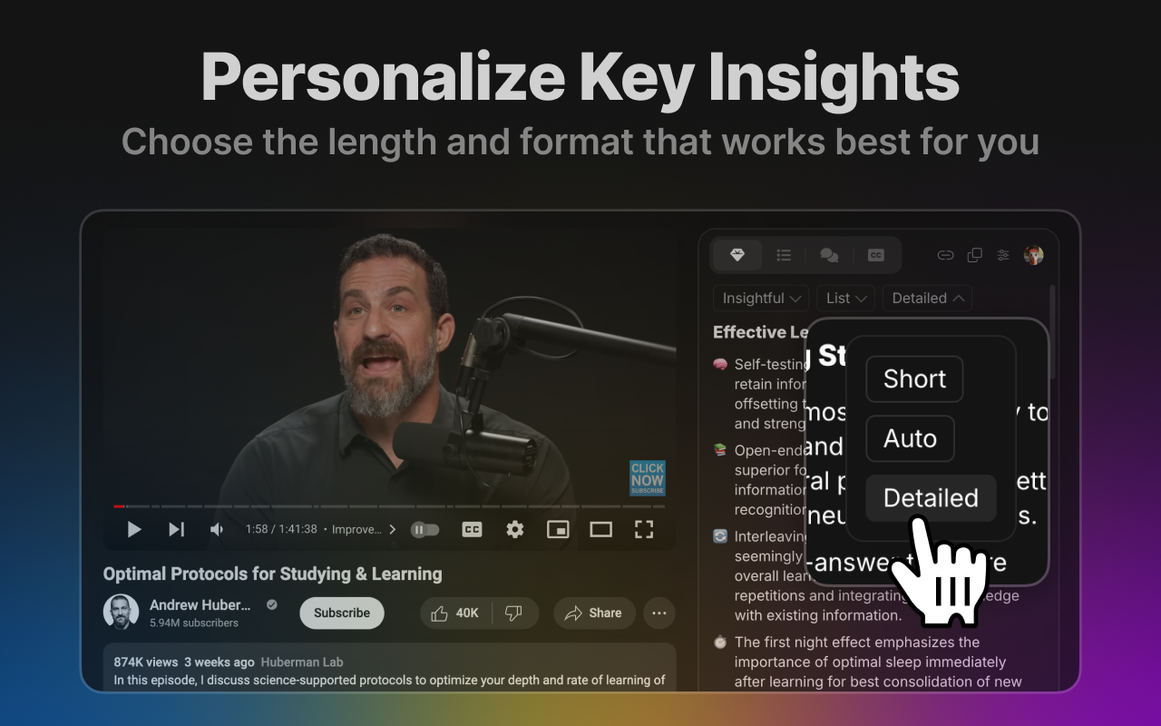 Eightify:AI YouTube 视频摘要工具截图2