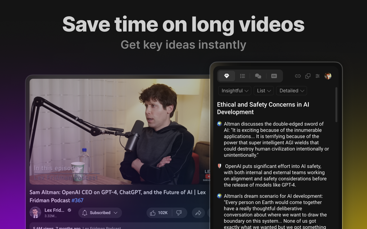 Eightify:AI YouTube 视频摘要工具截图3