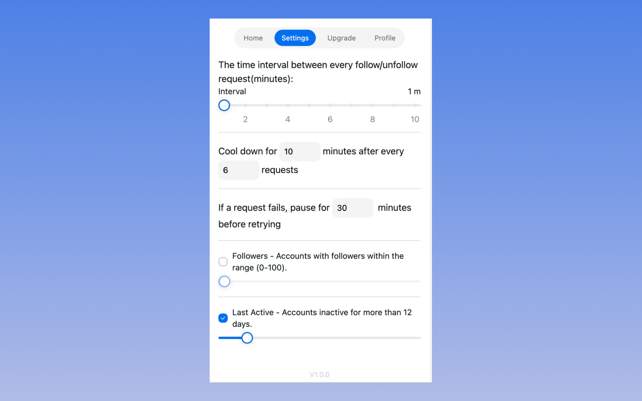 Twitter 自动取消关注工具截图3