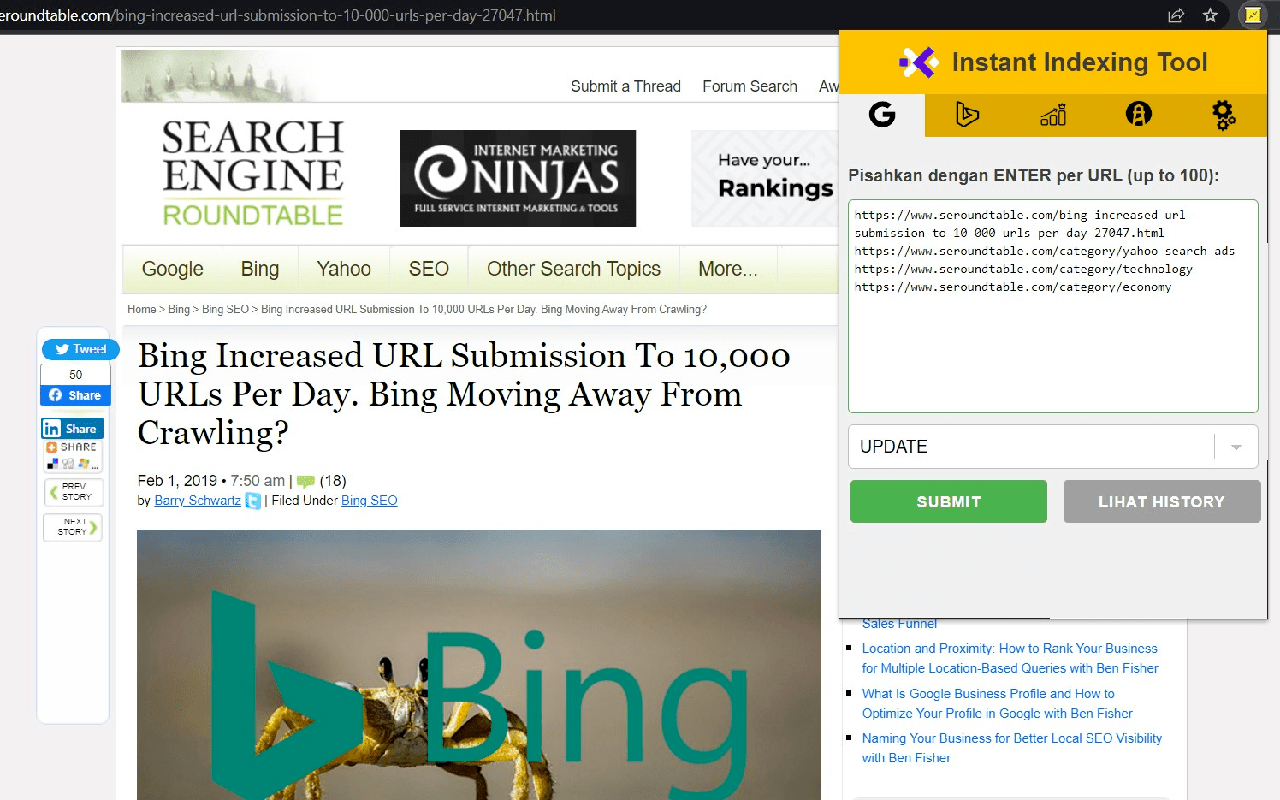 Google and Bing Instant Indexing Tool截图1