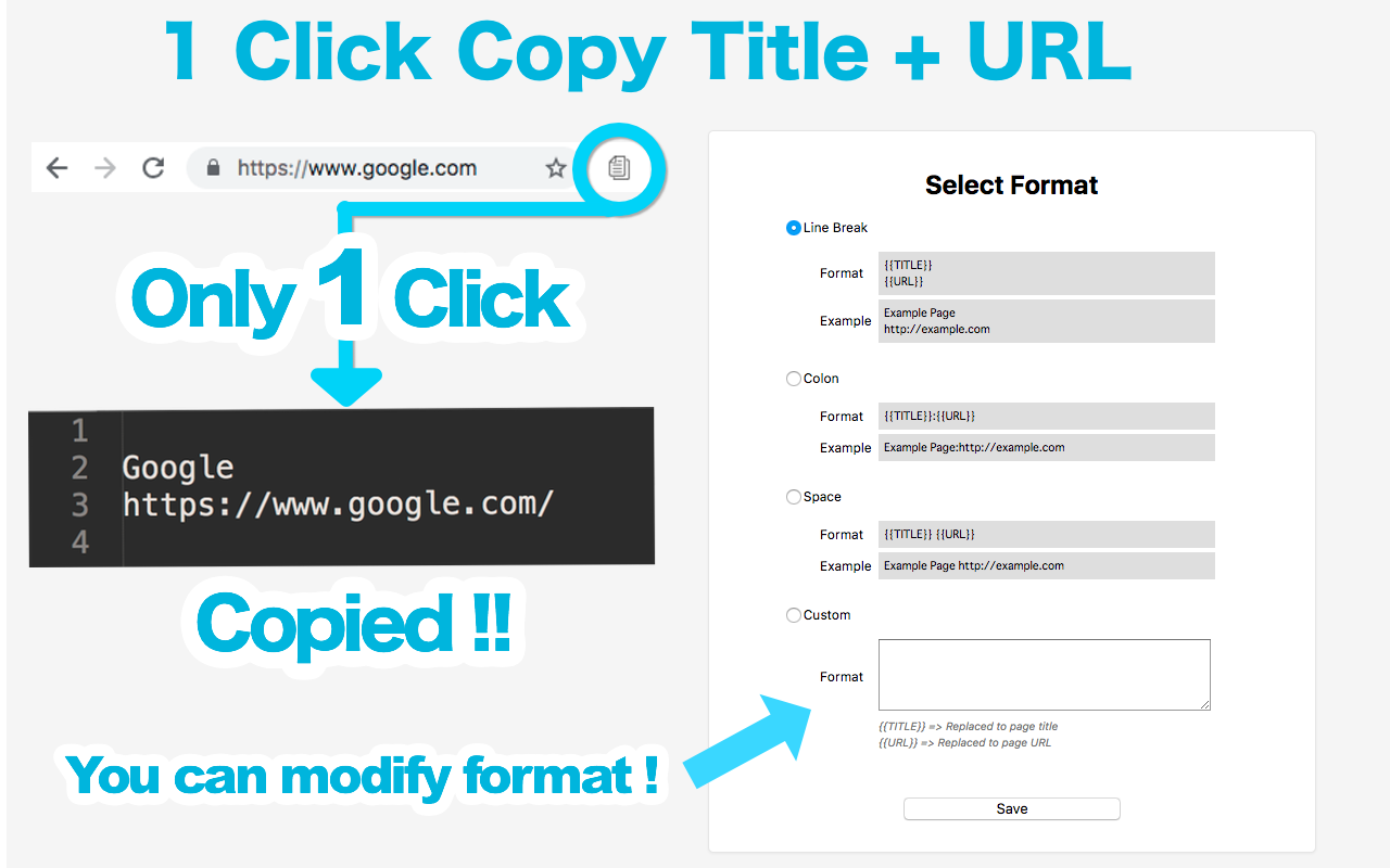 1 Click Copy Title + URL截图2