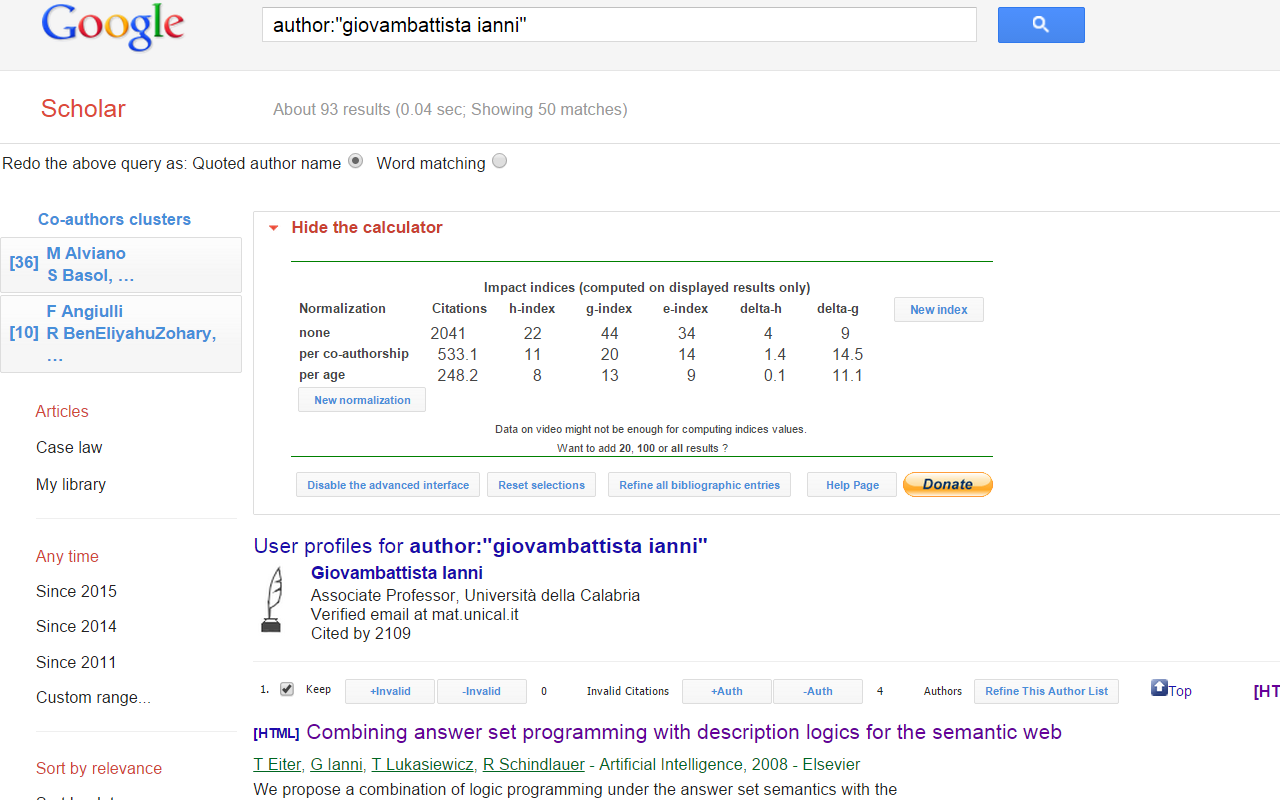 Scholar H-Index Calculator for Google Chrome™截图1
