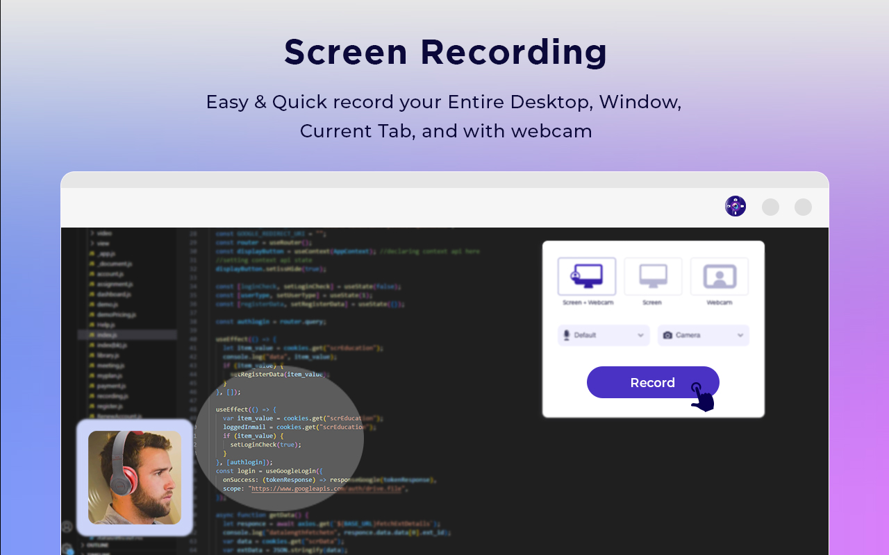 Screen Recorder with Webcam + Video Editor截图3