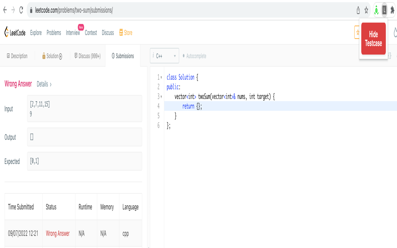 Leetcode Hide Testcase截图1