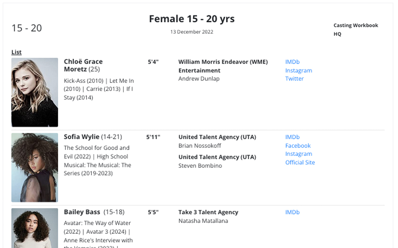 CastLists by Casting Workbook截图1