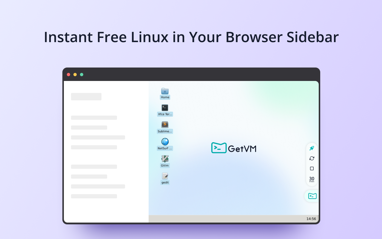 GetVM:免费的 Linux 和 IDE 侧边栏截图4