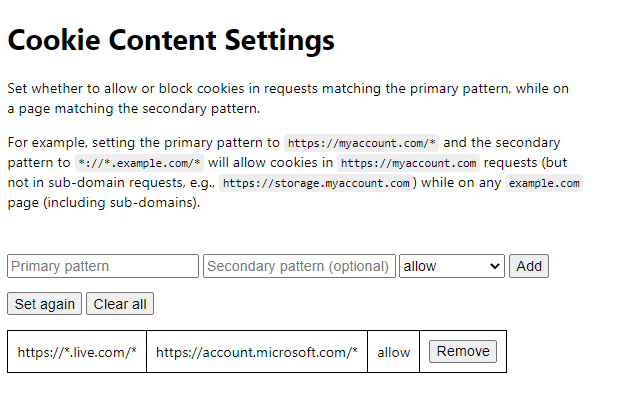 Cookie Content Settings截图1