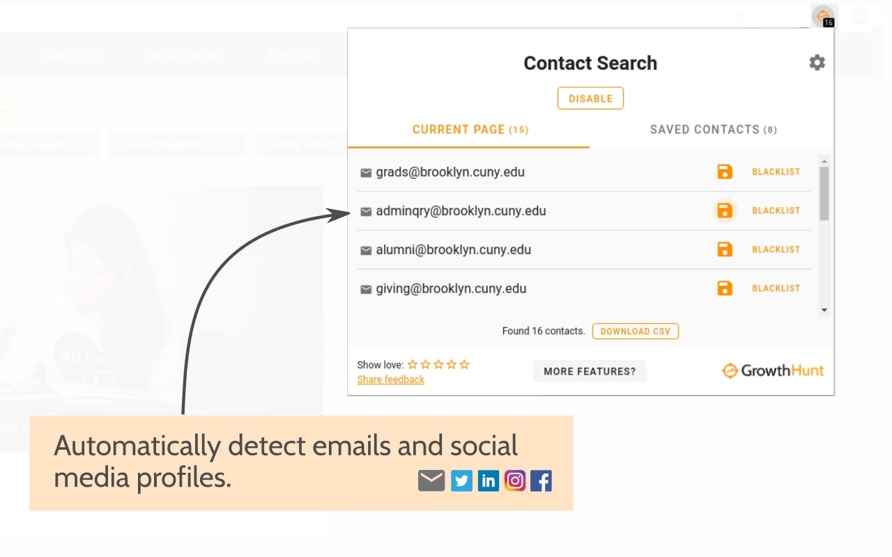 Free Email And Social Extractor - Growth Hunt截图3