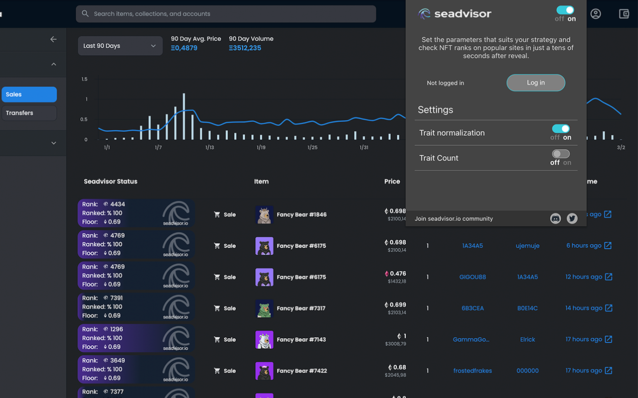 Seadvisor.io - NFT rarity and notifications截图1