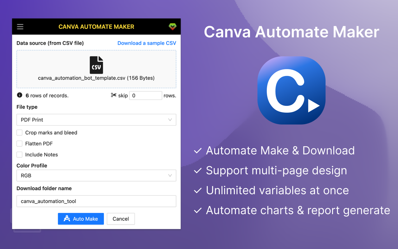 Canva Bulk Maker - Auto Maker for Canva.com截图1