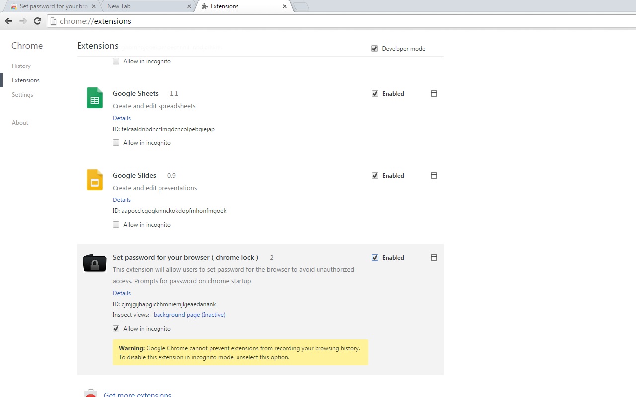 Set password for your browser ( chrome lock )截图3