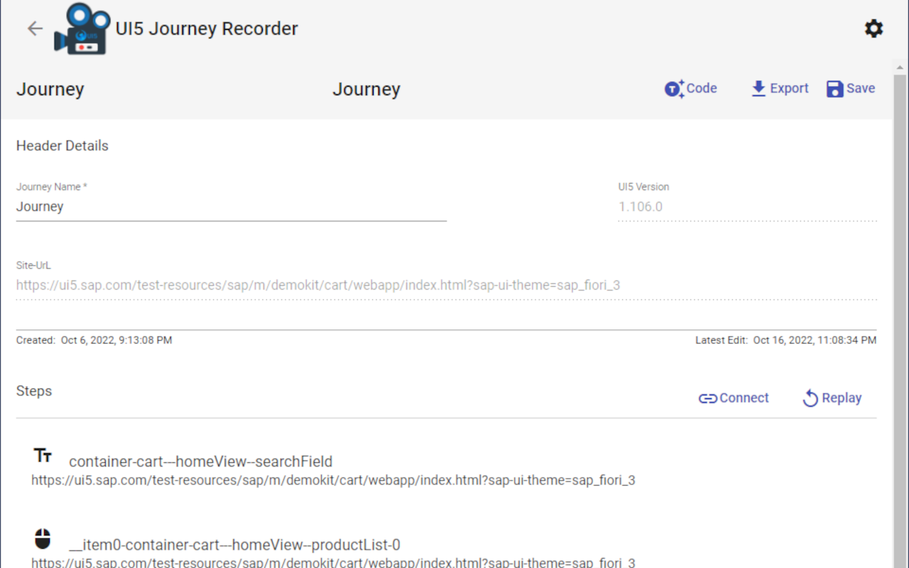 UI5 Journey Recorder截图5
