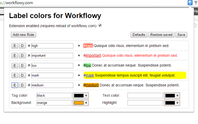 WorkFlowy colorful tags截图2